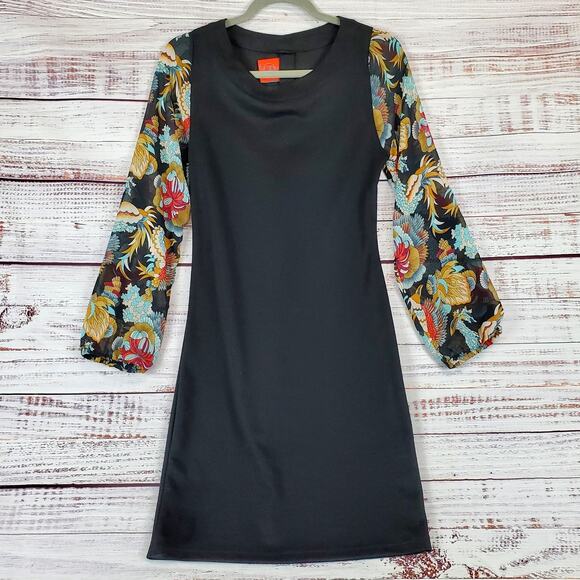 Tracy Nagoshian Black Whimsigoth Dress Sheer Floral Sleeves Fariygrunge Twee XS - Picture 1 of 14